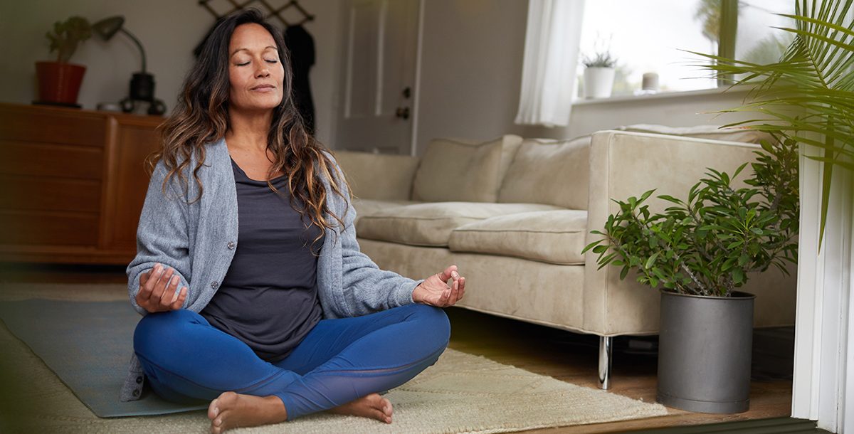 a woman meditating