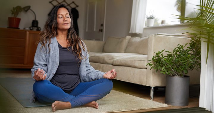 a woman meditating