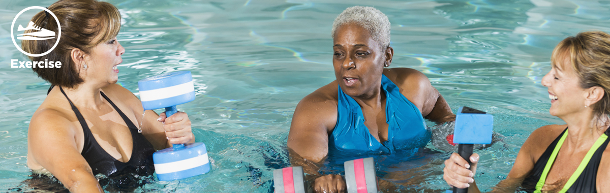 three women exercise with weights in a pool _ top exercises to do in the water