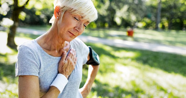 A woman experiencing atrial fibrillation symptoms.