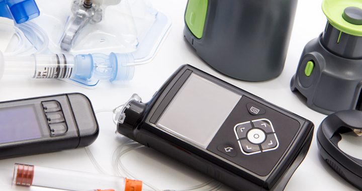 Blood glucose meter, syringe, and other equipment used in diabetes care and insulin administration