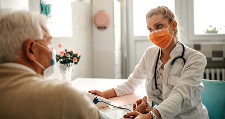 A patient meeting with their primary care provider.