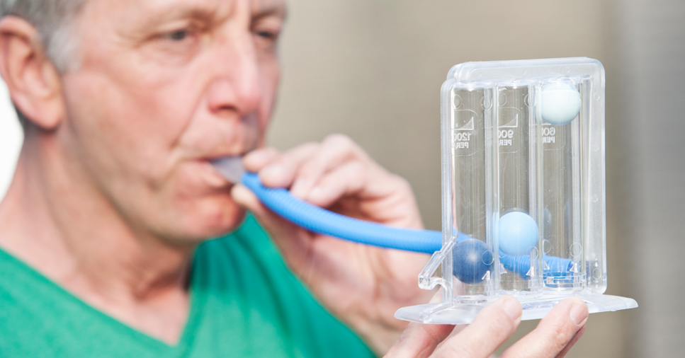 gentleman undergoing spirometry test for COPD