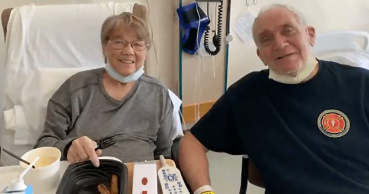 Bill and Esther in their hospital room in St. Rita's Medical Center.