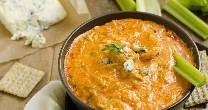 Buffalo chicken and cauliflower dip made in an Instant Pot.