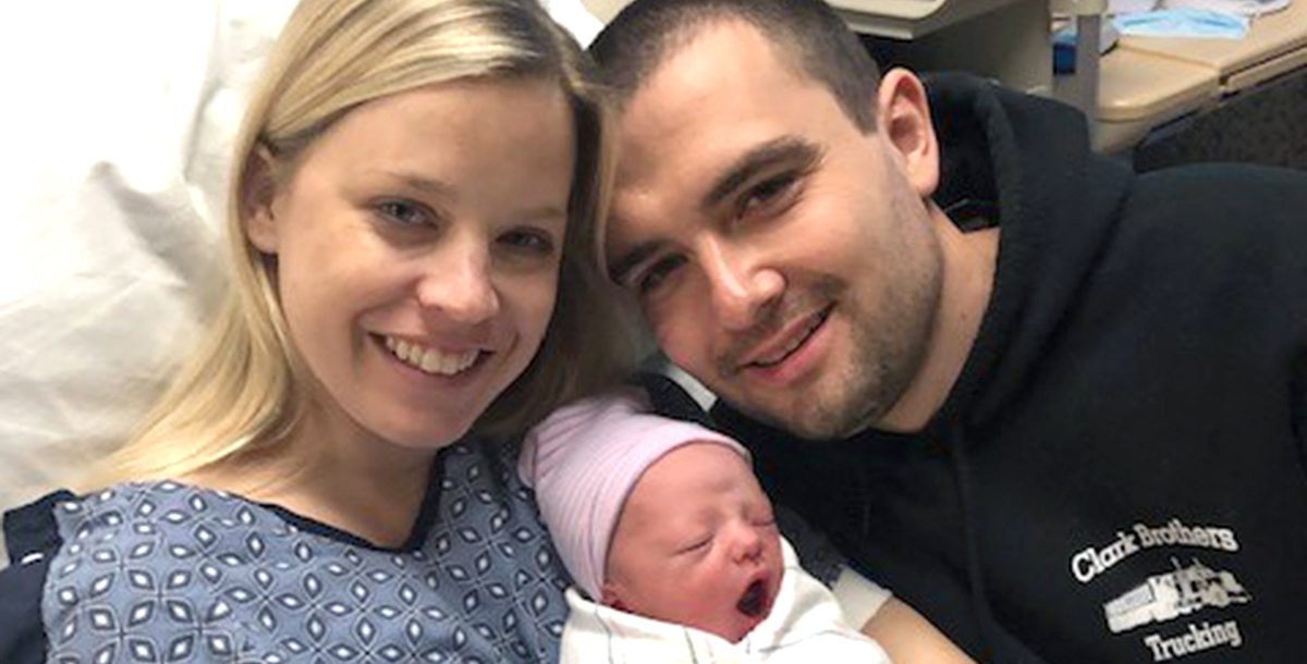 Katherine Clark with her son, Griffin, and her husband.