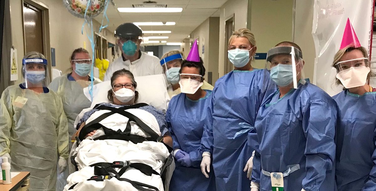 Susan Rodgers with her care team at Lourdes Hospital