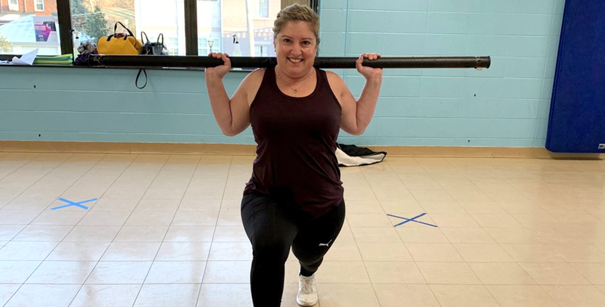 Mary Ann working out after her treatment.