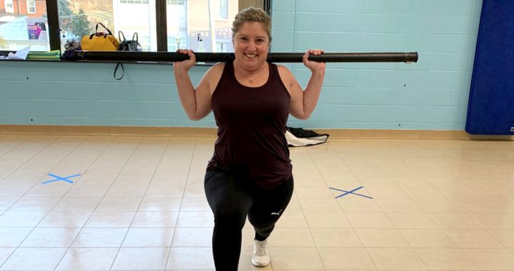 Mary Ann working out after her treatment.