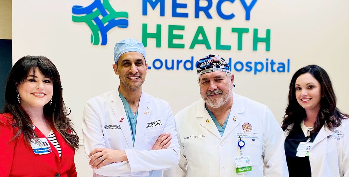 From left to right: Ashley Britton, Director of Cardiovascular Services, Abdelkader Almanfi, MD, James O’Rourke, MD, and Ashley Wilson, APRN and Valve Clinic Coordinator.