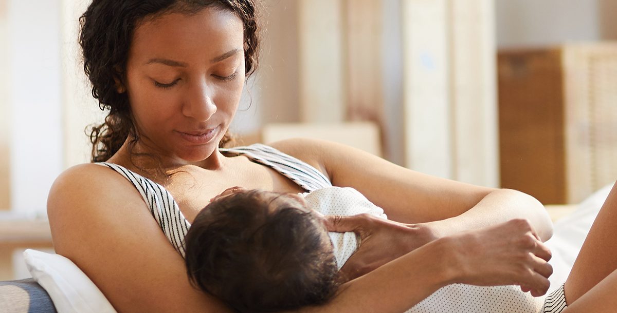 A new mother breastfeeding.