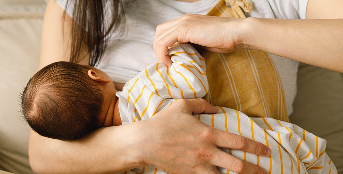 A new mom breastfeeding her child