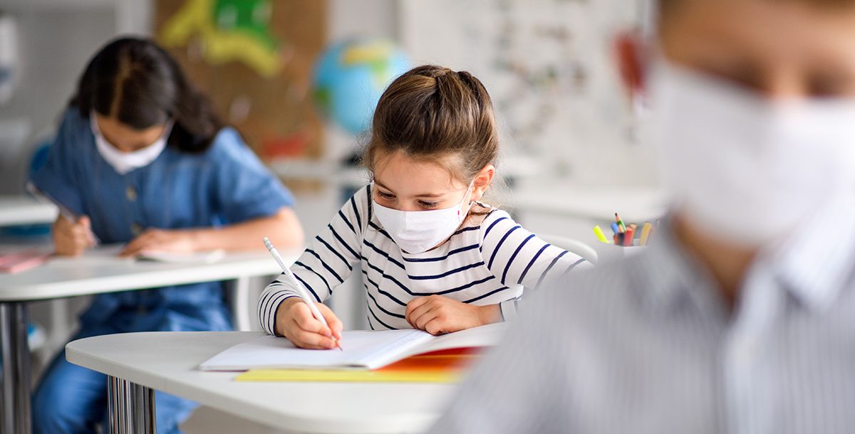 A child working at school.