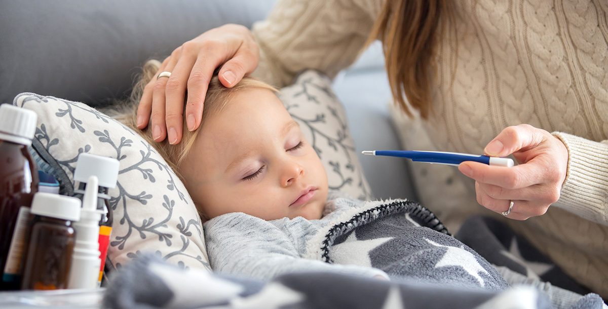 A mom monitoring her child for RSV.