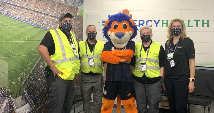 FC Cincinnati Mascot, Gary, with our first aid team.