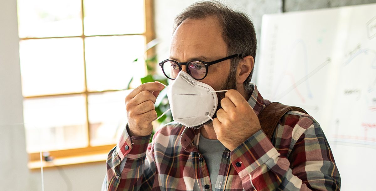 A man wearing a N95 mask