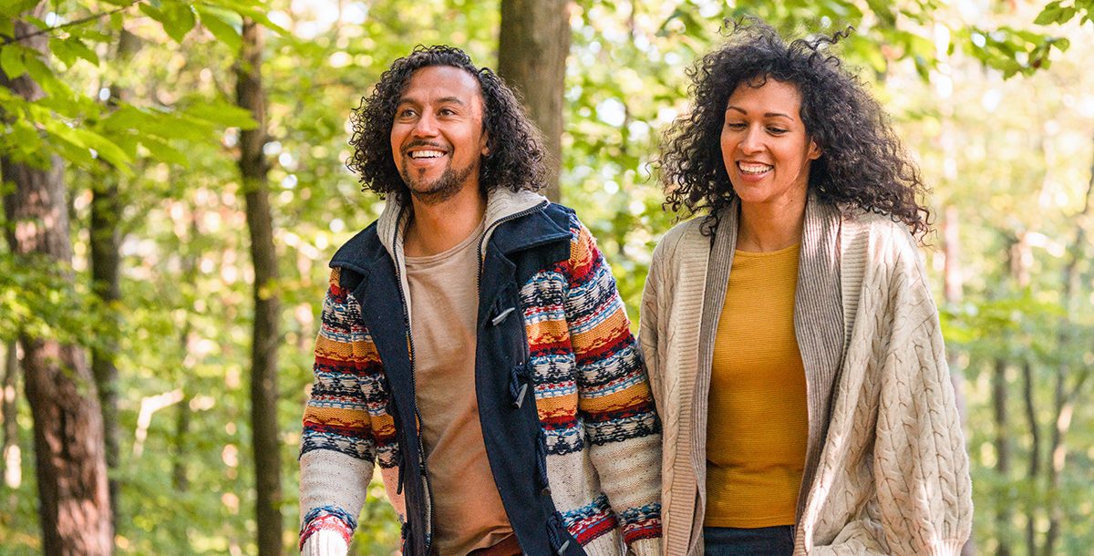 a couple on a fall walk